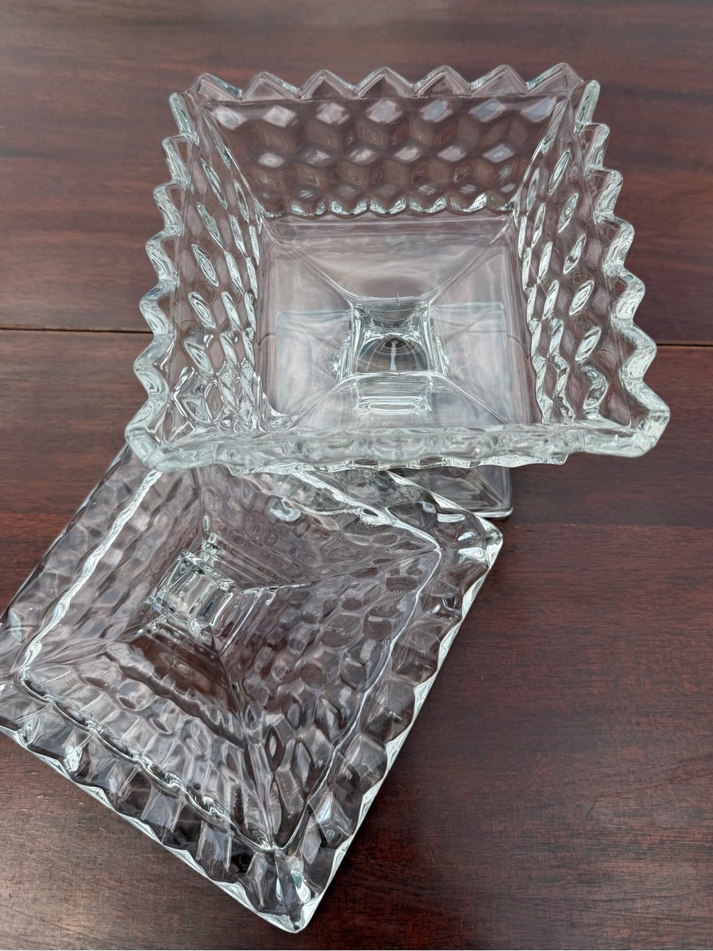Vintage Fostoria Clear Pressed Glass Covered Compote Dish - Picture 3 of 5
